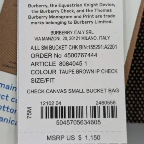 Brand NEW Burberry Bucket Bag - Picture 10 of 12